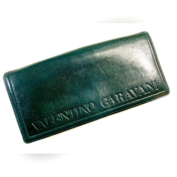 VALENTINO GARAVANI VINTAGE LARGE LOGO LEATHER LONG WALLET - Picture 1 of 16